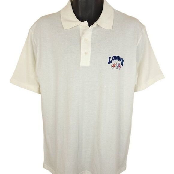 London Polo Shirt Vintage 90s United Kingdom UK England Travel Mens Size Large - Picture 1 of 5